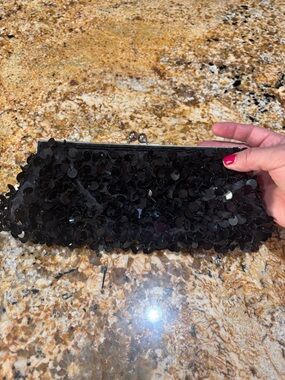 Black Sequin Evening Clutch - Unbranded